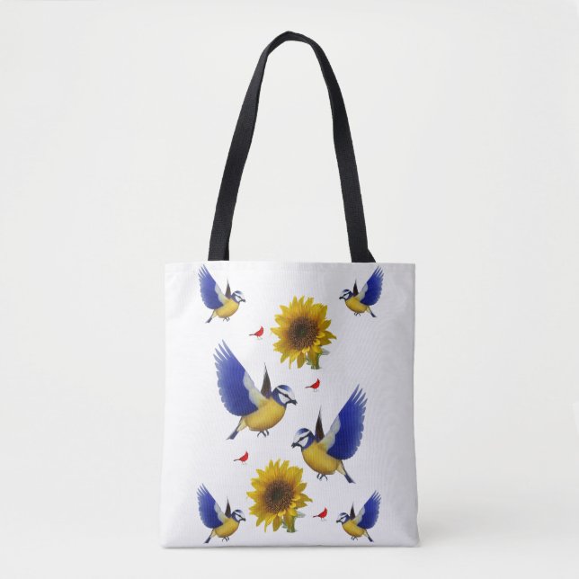 Sunflower bird tote bag (Front)