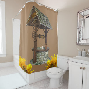 Sunflower Bird Well Shower Curtain