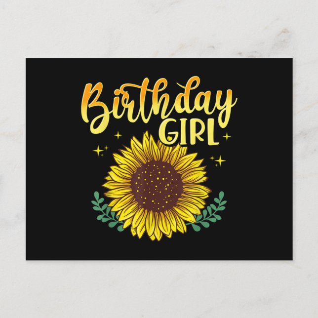 Sunflower Birthday Girl Party Family Matching Postcard (Front)