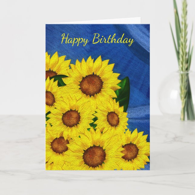 Sunflower Birthday Greeting Card - Digitally Paint (Front)