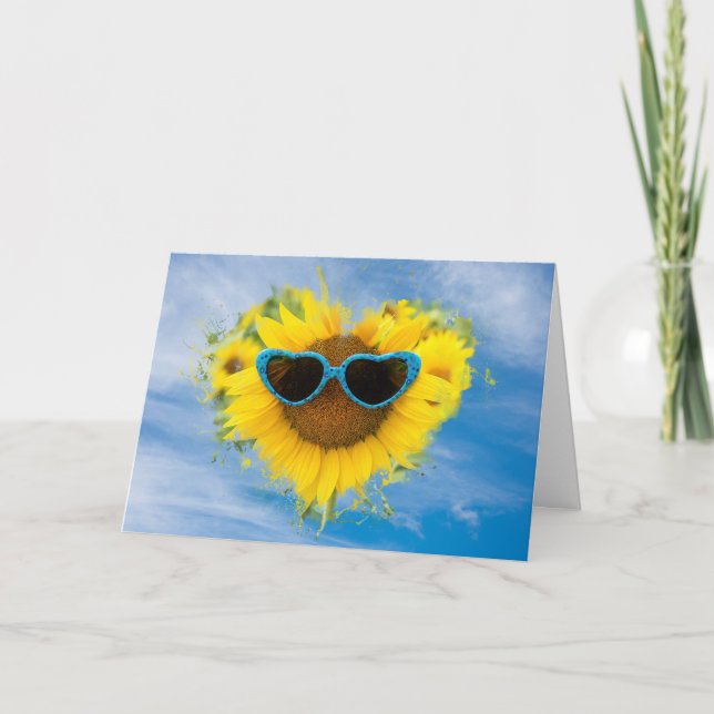 Sunflower Birthday Heart Card (Front)