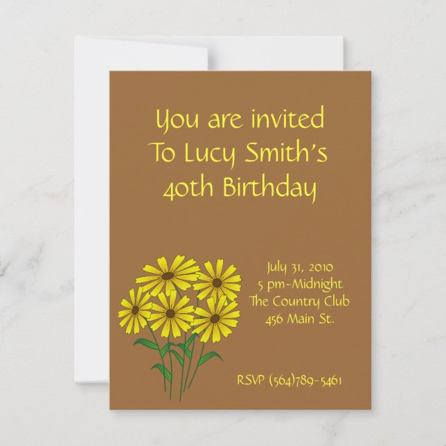 Sunflower Birthday Invitation (Front)