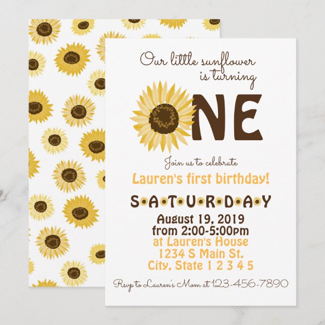 Sunflower Birthday Invitation (Front/Back)