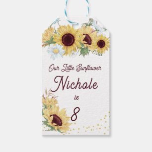 Sunflower Birthday Invitation, 8th Birthday Gift Tags