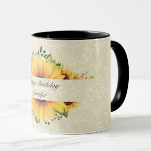 Sunflower Birthday NAME Gift Cute Coffee  Mug