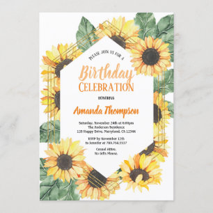Sunflower Birthday Party Celebration Invitation