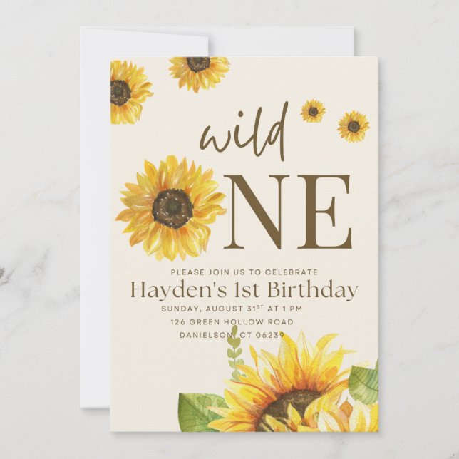 Sunflower birthday party invitation (Front)
