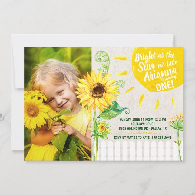Sunflower Birthday Party Invitation (Front)
