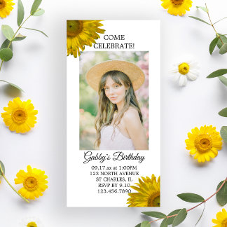 Sunflower Birthday Party Invitation Photo Card