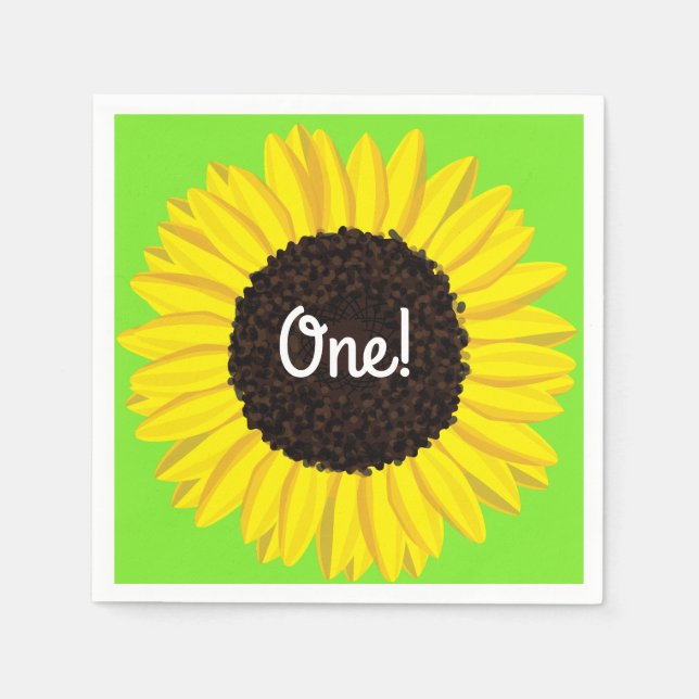 Sunflower Birthday Party Napkin (Front)