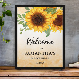 Sunflower Birthday Welcome Poster