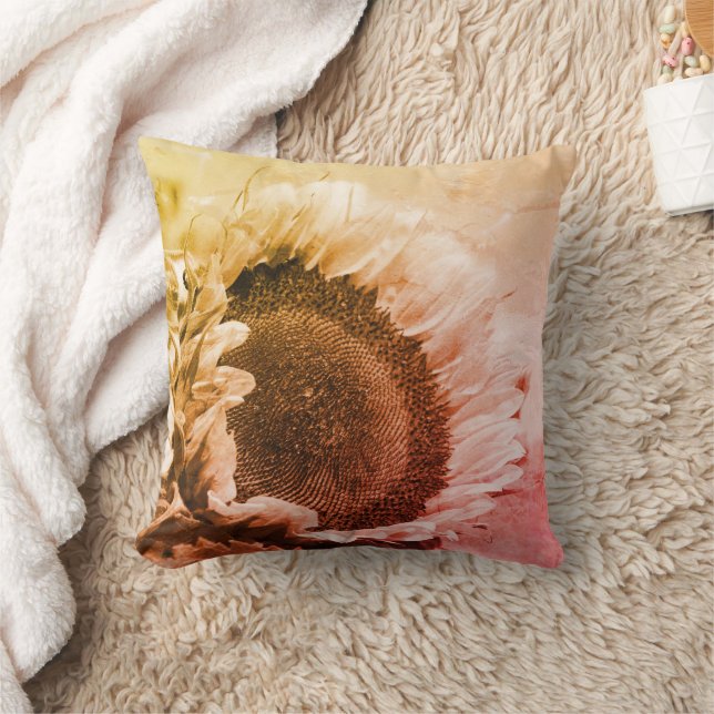 Sunflower Black And White Distressed Vintage  Cushion (Blanket)