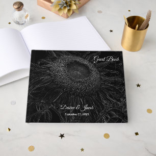 Sunflower Black And White Floral Art Elegant Guest Book