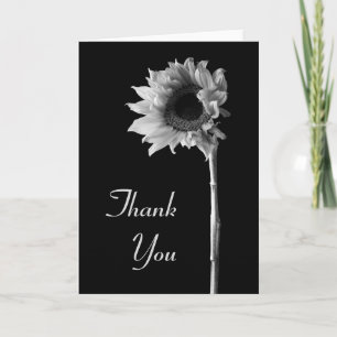 Sunflower Black and White Photograph Thank You Card