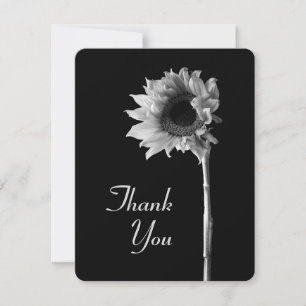 Sunflower Black and White Photograph Thank You Holiday Card