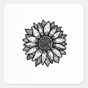 Sunflower Black And White Sticker