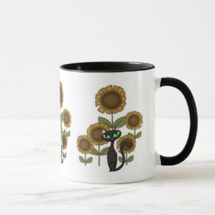 Sunflower Black Cat Mug