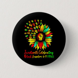 Sunflower Black Freedom June 19 1865 Juneteenth Af 6 Cm Round Badge