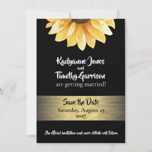 Sunflower & Black Save the Date Wedding Invitation