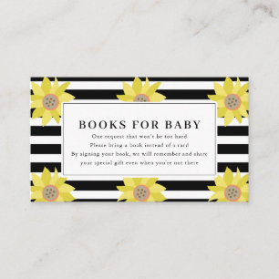Sunflower Black Stripes Baby Shower Book Request Enclosure Card