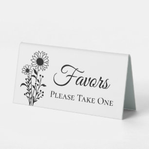 Sunflower Black White Country Floral Wedding Favou
