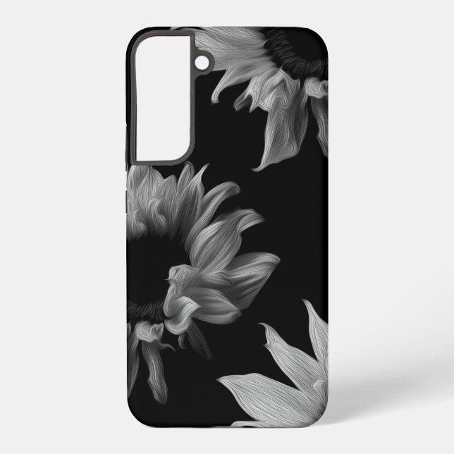Sunflower Black White Fine Art Photograph Unique  Samsung Galaxy S22+ Case (Back)