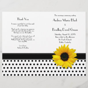 Sunflower Black White Polka Dot Wedding Program