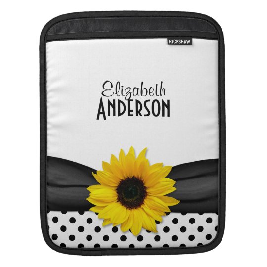 Sunflower Black White Polka Dots iPad Sleeve