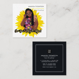 Sunflower Black Woman Beauty Fashion Square Busine Square Business Card