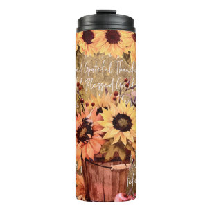 Sunflower Blessing Gratitude Thanksgiving Thermal Tumbler