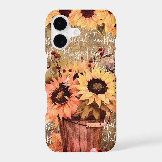 Sunflower Blessings Gratitude Thanksgiving iPhone Case (Back)