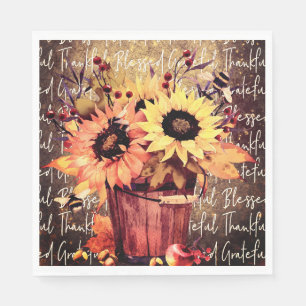 Sunflower Blessings Gratitude Thanksgiving Napkin