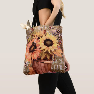 Sunflower Blessings Gratitude Thanksgiving Tote Bag