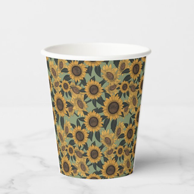 Sunflower Bloom Baby Shower Cups (Front)