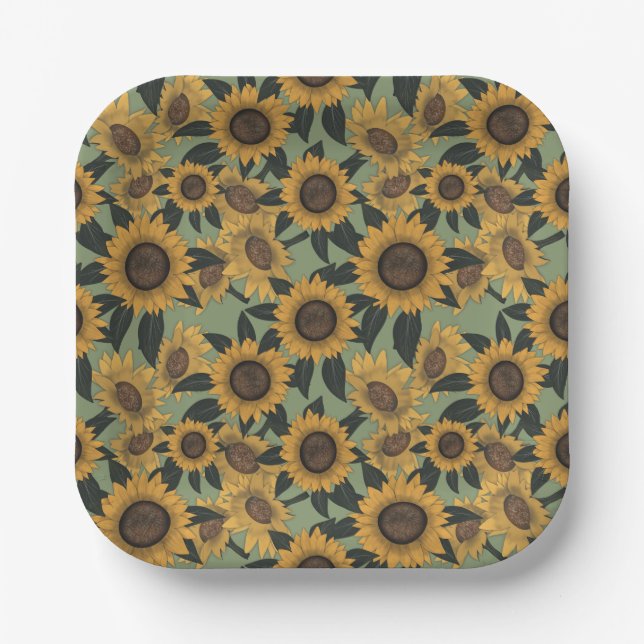 Sunflower Bloom Baby Shower Plates (Front)