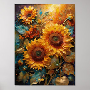 Sunflower Bloom - flowers digital art poster
