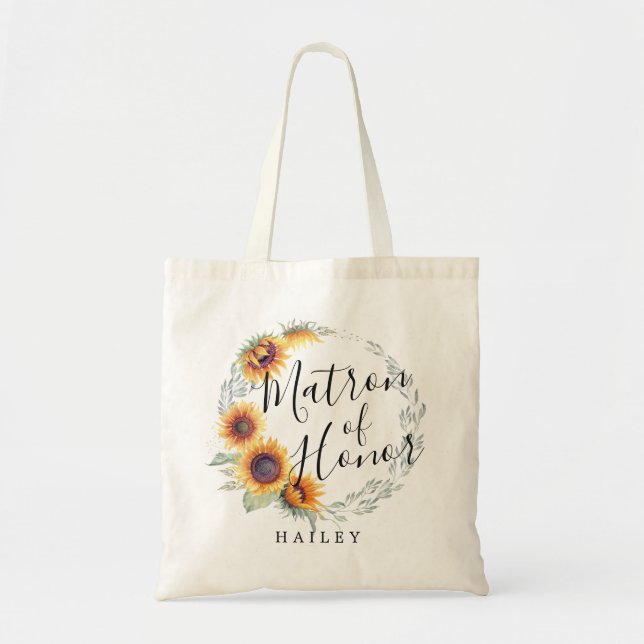 Sunflower Bloom | Matron of Honor Tote Bag (Front)