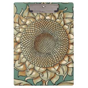 Sunflower Bloom on Blue-green Background Clipboard