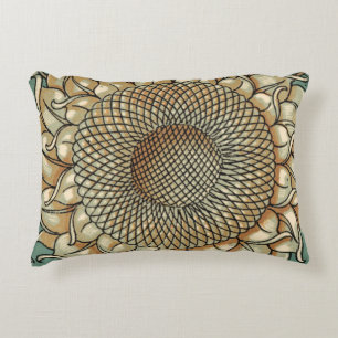 Sunflower Bloom on Blue-green Background Decorative Cushion