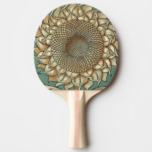 Sunflower Bloom on Blue-green Background Ping Pong Paddle