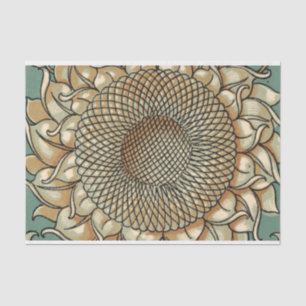 Sunflower Bloom on Blue-green Background Tissue Paper