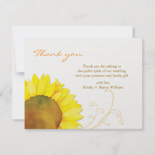 Sunflower Bloom Wedding Thank You Card