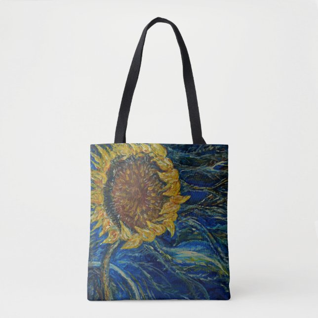 Sunflower Blown Blue Painting Art Tote Bag (Front)
