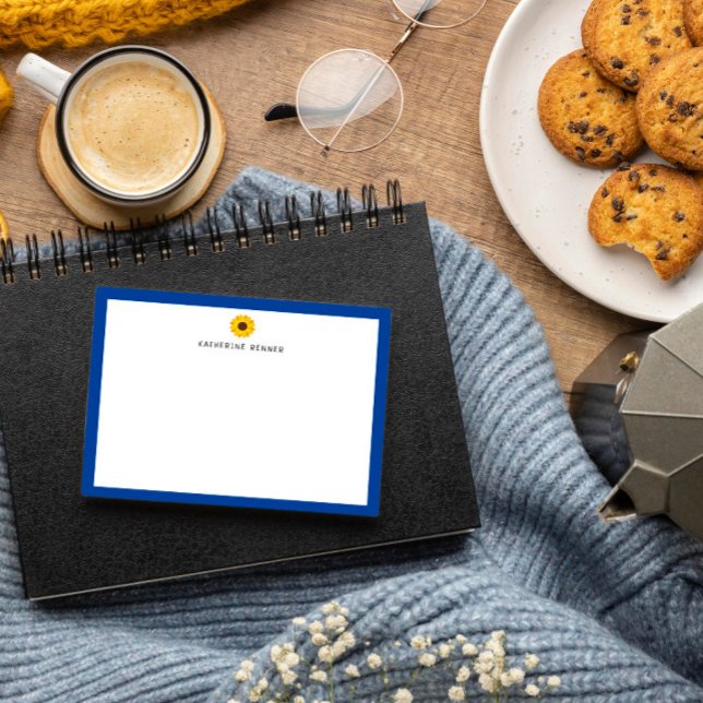 Sunflower Blue Border Personalised Thank You Card (Creator Uploaded)
