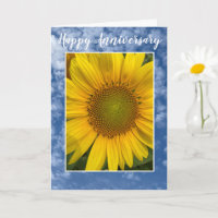 SUNFLOWER BLUE CLOUD SKY ANNIVERSARY GREETING CARD
