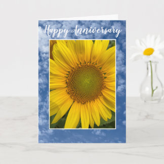 SUNFLOWER BLUE CLOUD SKY ANNIVERSARY GREETING CARD
