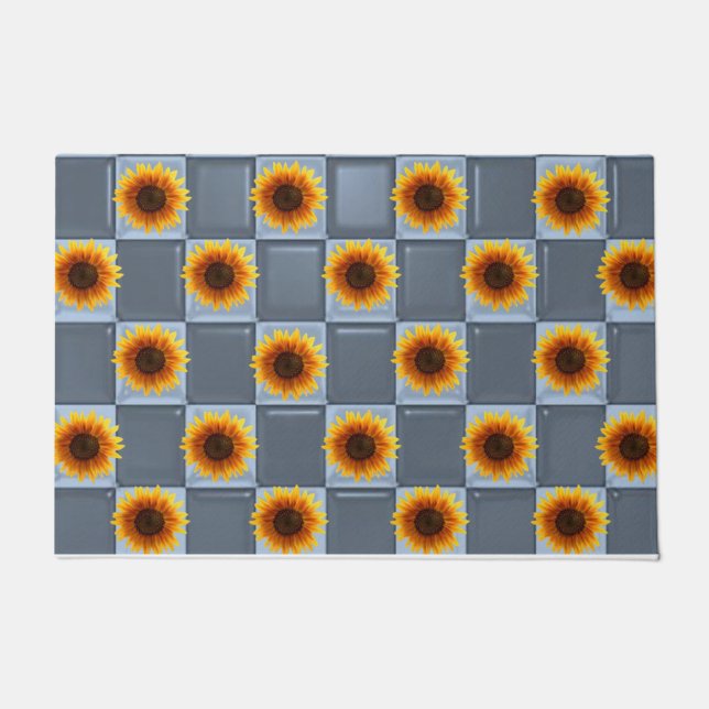 Sunflower Blue Door Mat (Front)
