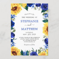 Sunflower Blue Floral Border Wedding