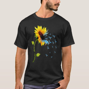 Sunflower Blue Grey Ribbon T1D Type 1 Diabetes Awa T-Shirt