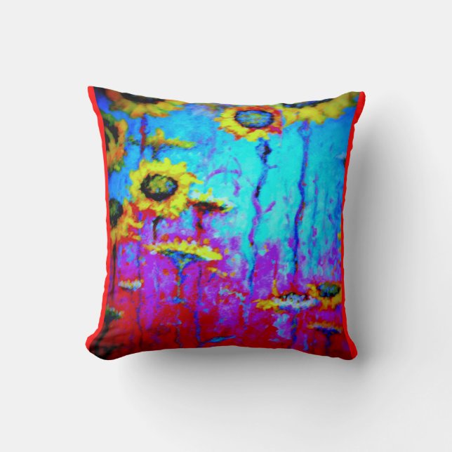 Sunflower Blue Moonlight  Mystic Pillow by Sharles (Front)